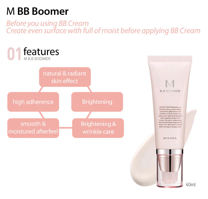 Missha M BB Boomer – Primer Προσώπου για Λάμψη, Ενυδάτωση & Μεγαλύτερη Διάρκεια στο Μακιγιάζ 40ml